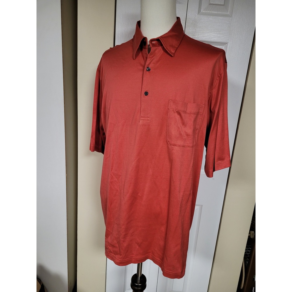 Nicklaus Golf Mens Burnt Orange Mercerized Cotton Polo Shirt Pocket Size XL